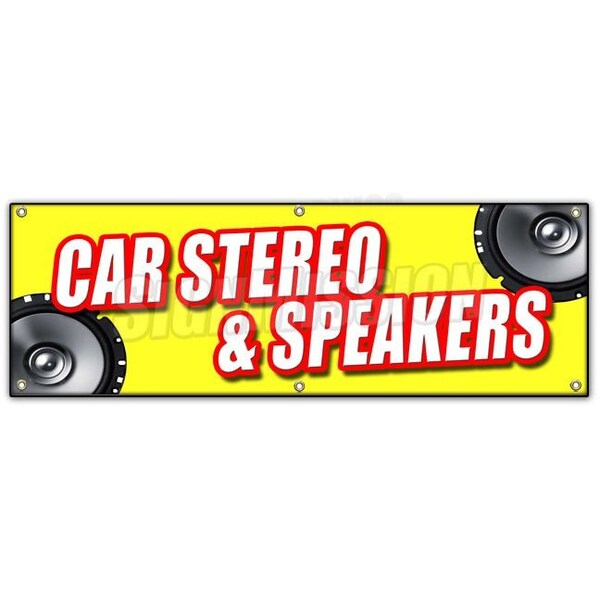 CAR STEREO & SPEAKERS BANNER SIGN mp3 installation service amplifers